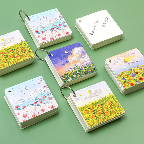 Oil painting landscape hoop book student blank loose-leaf English word book portable message note small notebook note book