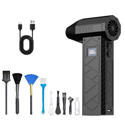 Mini Fan Handheld Electric Turbine Violent Fan 180000Rpm Brushless Motor with Display Flashlight (Mühərrik alətləri) - black-violent-fan-10000-mah-battery