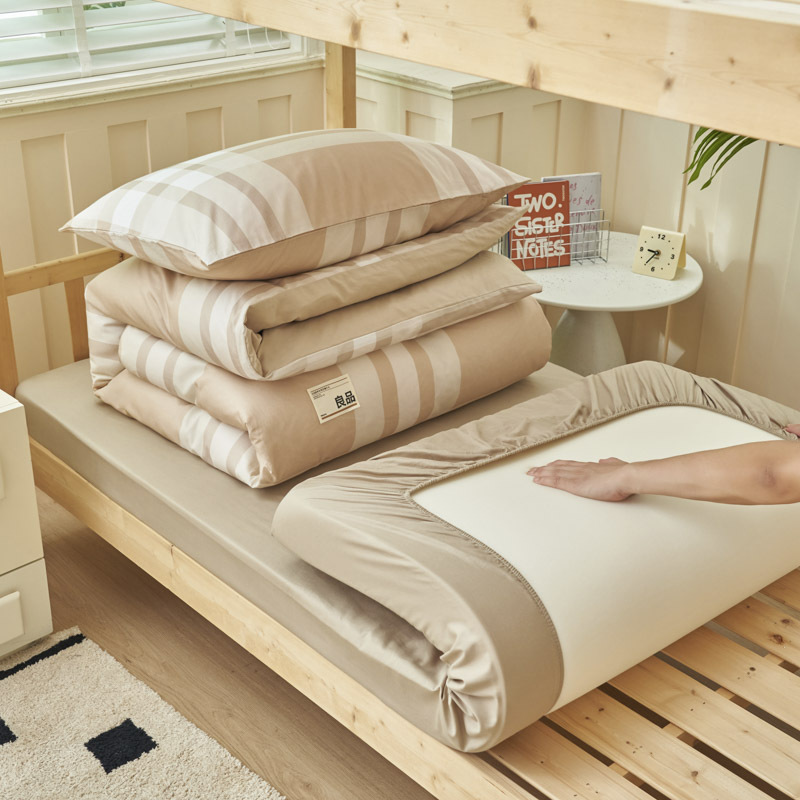 Algodón puro dormitorio universitario cama de tres piezas algodón 2025 verano nuevo estilo funda edredón sábana ropa de cama sábana ropa de cama