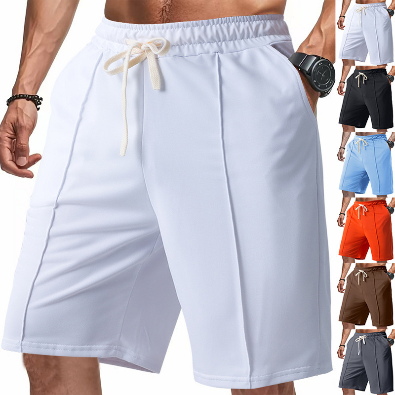 Cross-Border Amazon Summer British Style Gentleman's Golf Casual Sports Trendy Pit Strip Solid Color Shorts for Men