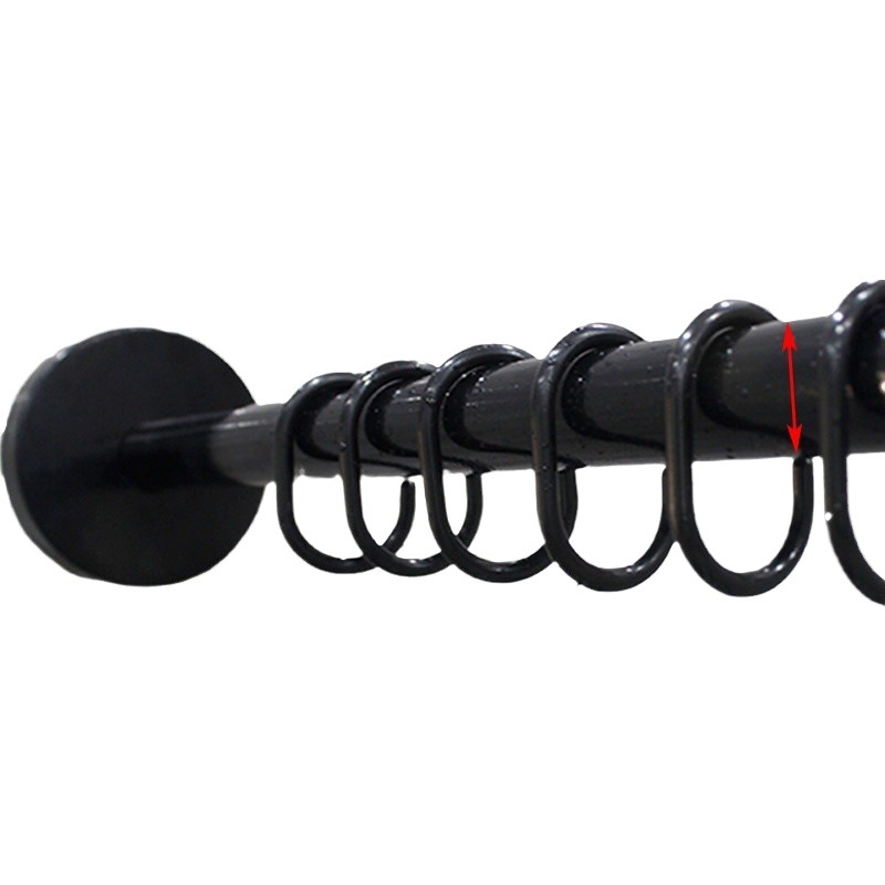 Barra de cortina de ducha negra Barra telescópica sin punzonado de arco Barra de baño barra en forma de U sin clavos Barra de arco telescópica 304 sin punzonado