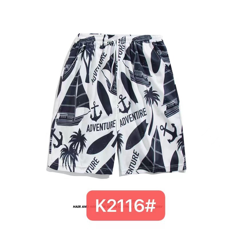 Pantalones de playa de los hombres retro de la pareja Vacaciones de aguas termales anti-vergüenza quinto pantalones ropa exterior pantalones cortos de playa de verano hombres