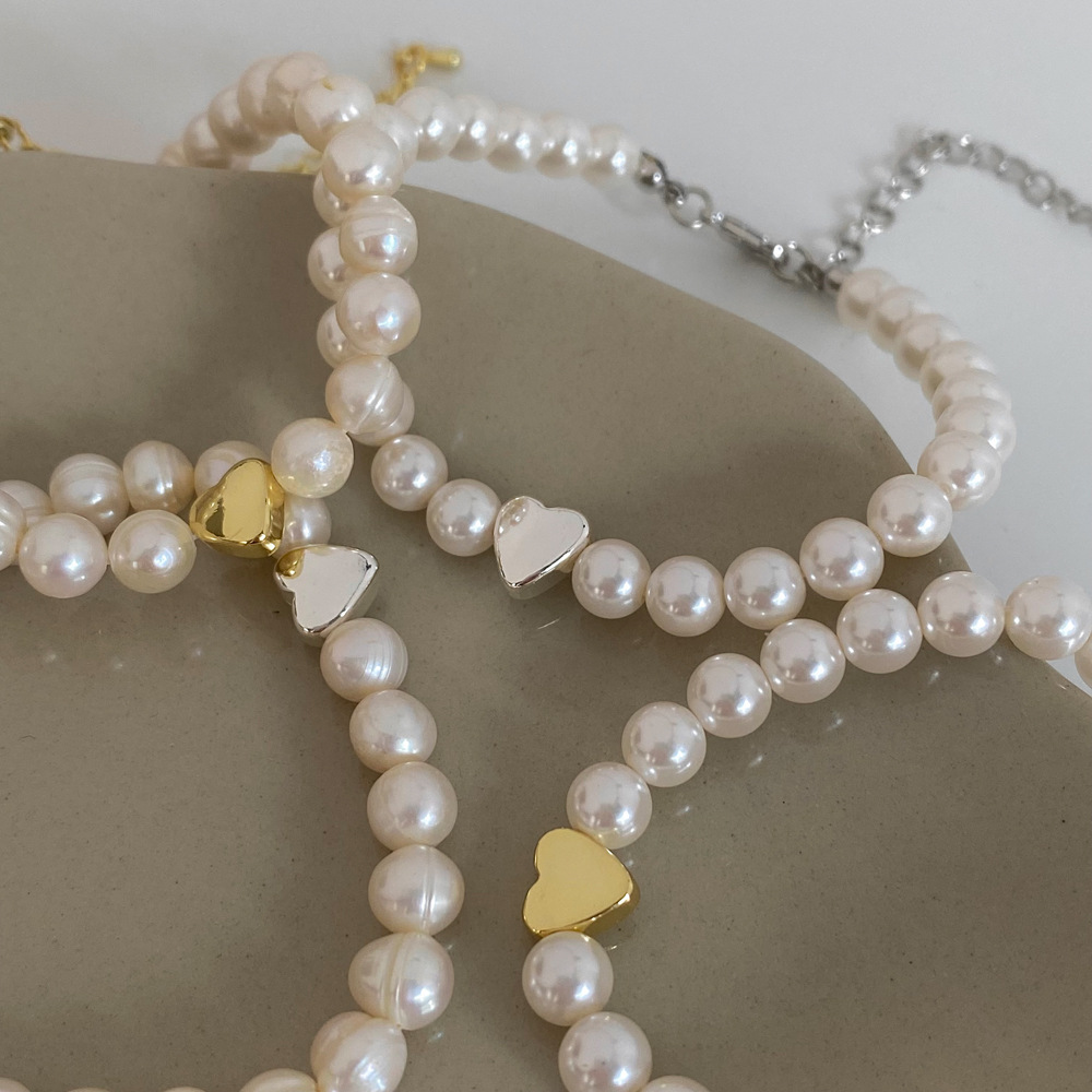 Freshwater Pearl Material Heart Shape Pattern Modern Style Heart Shape Freshwater Pearl Bracelets