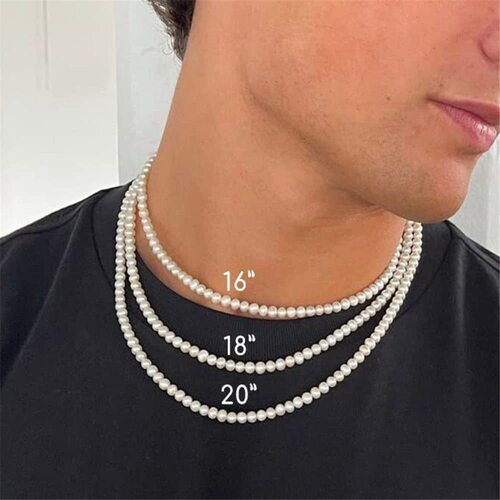 Amazon cross-border best selling single layer men's pearl necklace round beaded clavicle chain pearl necklace wholesale