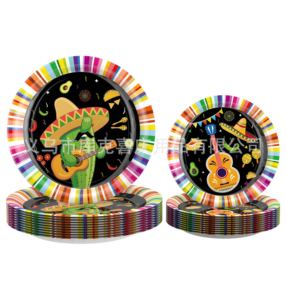 Nuevo México carnaval fiesta vajilla decoración suministros Festival tire bandera cena placa papel tejido decoración traje