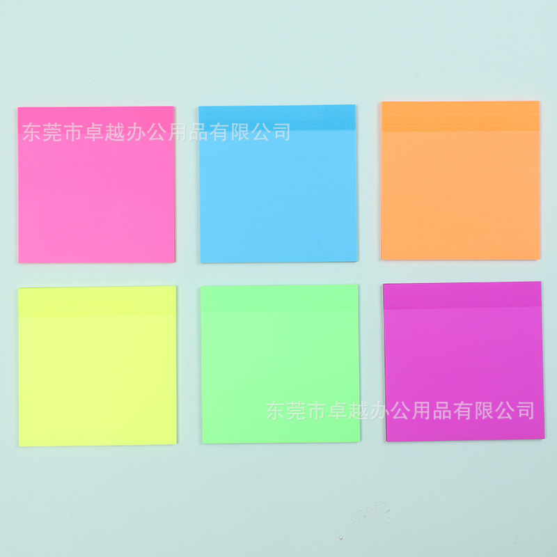 Bloc de notas colorido fluorescente para mascotas, fuerte viscosidad, impermeable, transparente, nota adhesiva, ladrillo adhesivo de índice de alto valor para estudiantes