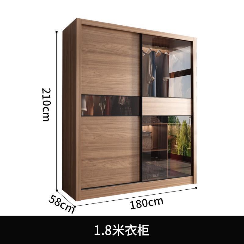 Moderno y simple armario de dormitorio doméstico tipo tablero nórdico puerta corredera armario de almacenamiento de puerta corredera de vidrio económico image 10