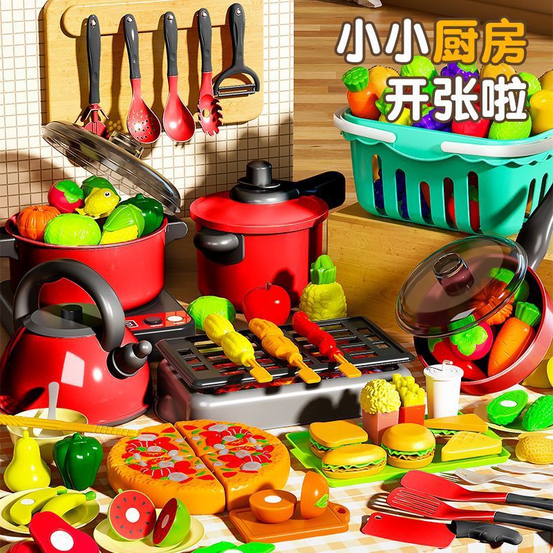 Juguetes de cocina de niños grandes juegos de cocina para niños niñas muebles de cocina para bebés cocinando platos de simulación de corte