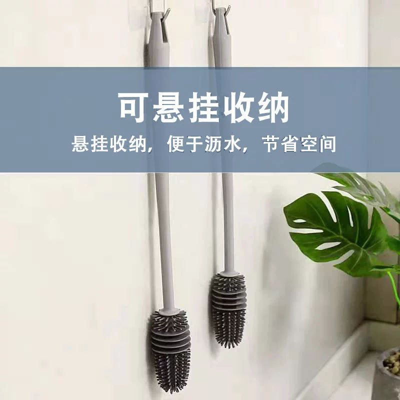 Производитель продает щетки для чашек с длинной ручкой для пятен чая, щетки для чистки внутренней стены без мертвых углов, силиконовые щетки для чашек с длинной ручкой.