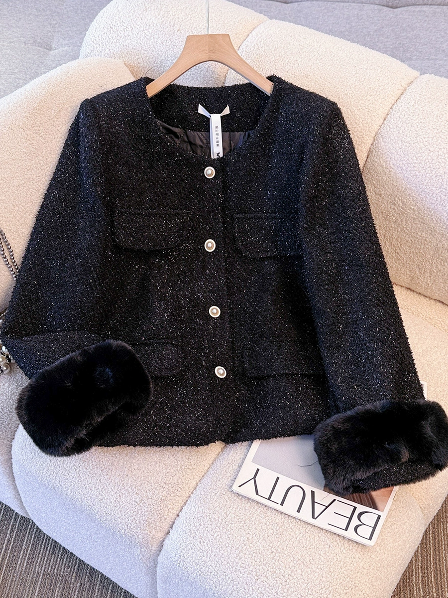 Winter quilted jacket, skirt, set, plus size, Chanel style