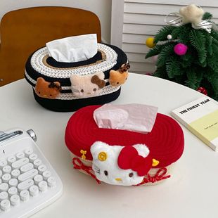 Cotton thread woven cat tissue box ~ household bedroom living room paper box napkin paper box sundries decoration storage bucket