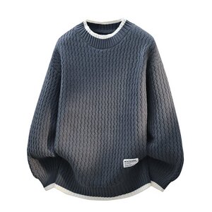 波浪纹毛衣男秋冬款潮牌内搭衣服假两件线衣加绒加厚半高领针织衫图片