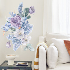 FX-D84 Cross-border Wei Blue Romantic Purple Flower Bedside Flower Bedroom Entrance Home Decoration Painting Wall Sticker Self-Adhesive Wall Sticker