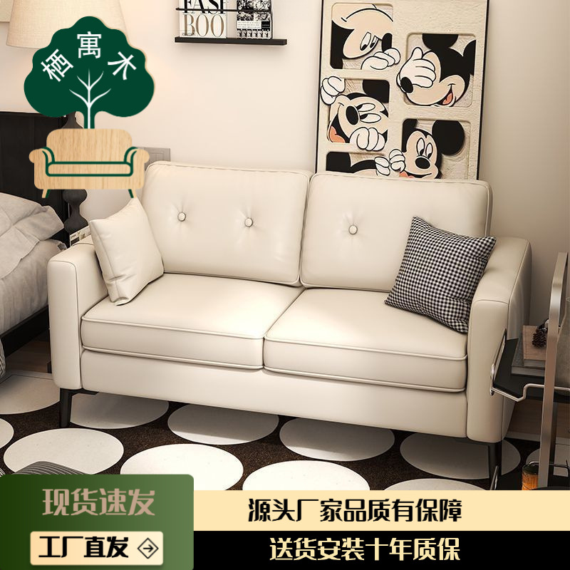 Sofa Small Apartment Double Rental House Office Rest Area Clothing Store Apartment Black Leather Art Living Room Sofa