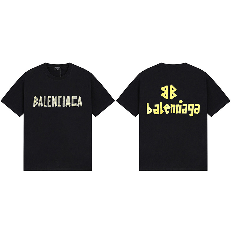 パリハイバージョンBファミリーTシャツ25s春夏新作ヘビーコットンラウンドネック半袖Tカジュアル万能男女同型|undefined