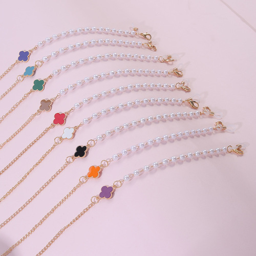 Ins glasses chain necklace for neck anti-lost strap four-leaf clover long chain children's mask strap 74cm