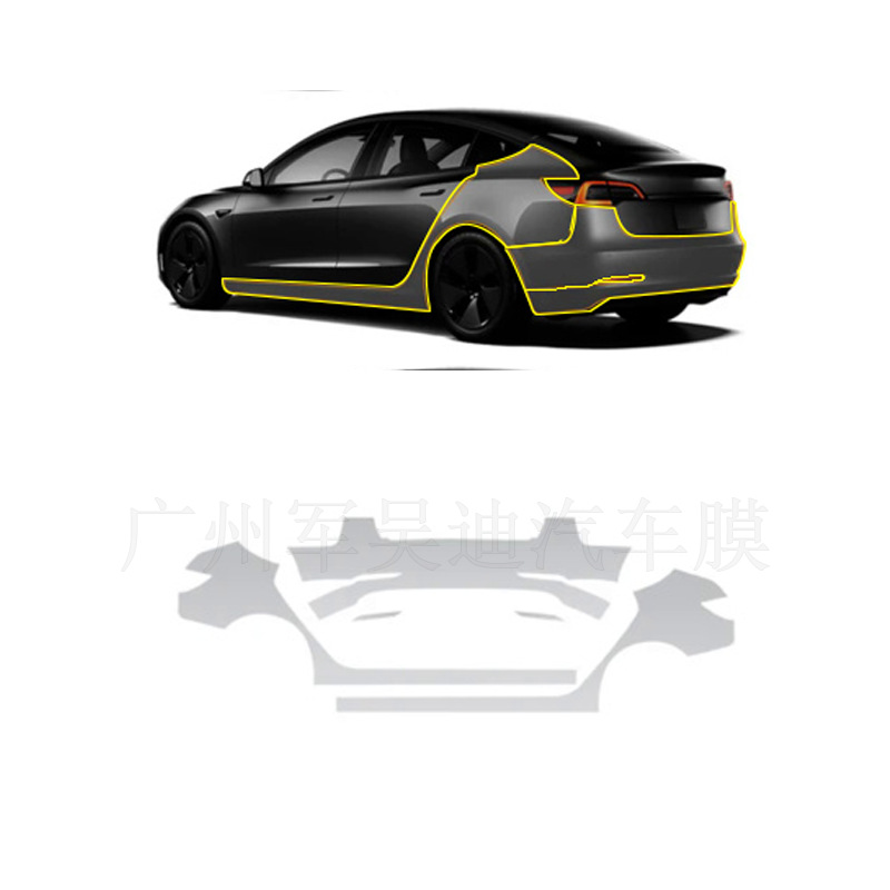 Cross-border special for Tesla 3(2021-2023) car pre-cut TPU paint protective film PPF
