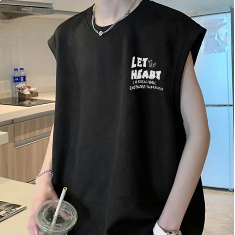 Summer Foreign Trade Wholesale High-End Milk Silk Vest Hong Kong Style Fashion Versatile Simple Small Logo Printed Tank Top Summer Foreign Trade Wholesale High-End Milk Silk Vest Hong Kong Style Fashion Versatile Simple Small Logo Printed Tank Top