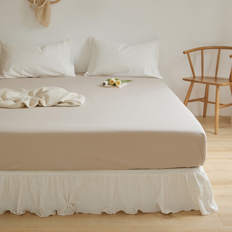 Lujo ligero 60s cama de algodón puro gaza Gongsatin 100 algodón mono cama gaza pro-piel de color sólido lana larga cubierta de colchón de algodón lavable