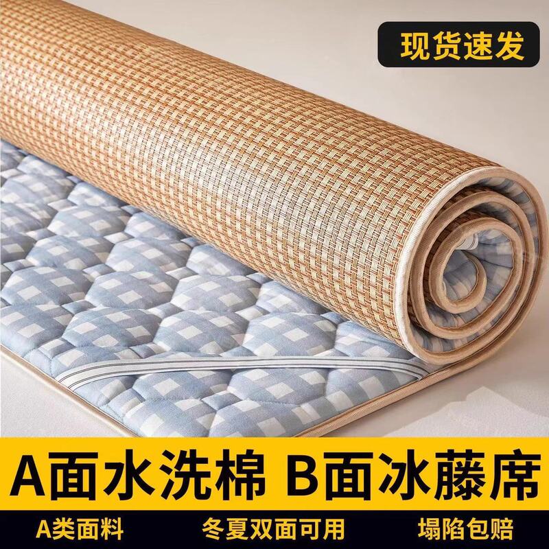 Household Winter and Summer Dual-Use Double-Sided Ice Rattan Mat Mattress Soft Cushion Student Dormitory Foldableable Mattress Thin Bed Pad