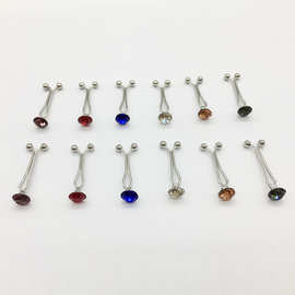 单钻卫星头夹 新款跨境高品质彩色钻石U型夹子盖头针固定夹丝巾夹