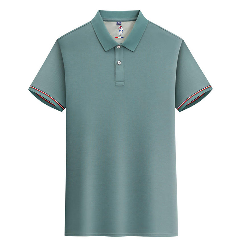 De gama alta 5A antibacteriano suave transpirable durable hombres de verano solapa de manga corta de color sólido de seda de morera Polo personalización