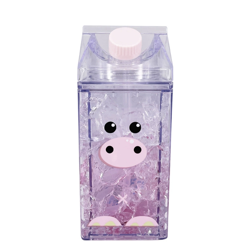 Double-layer Insulated Straw Cup, 400 ml, Broken-Ice Gradient Design, Portable Summer Bottle