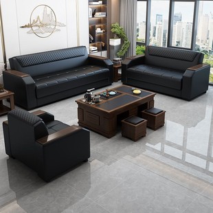 Simple Modern Office Sofa Coffee Table Combination Set Business Reception and Negotiation Three-Person Office Sofa