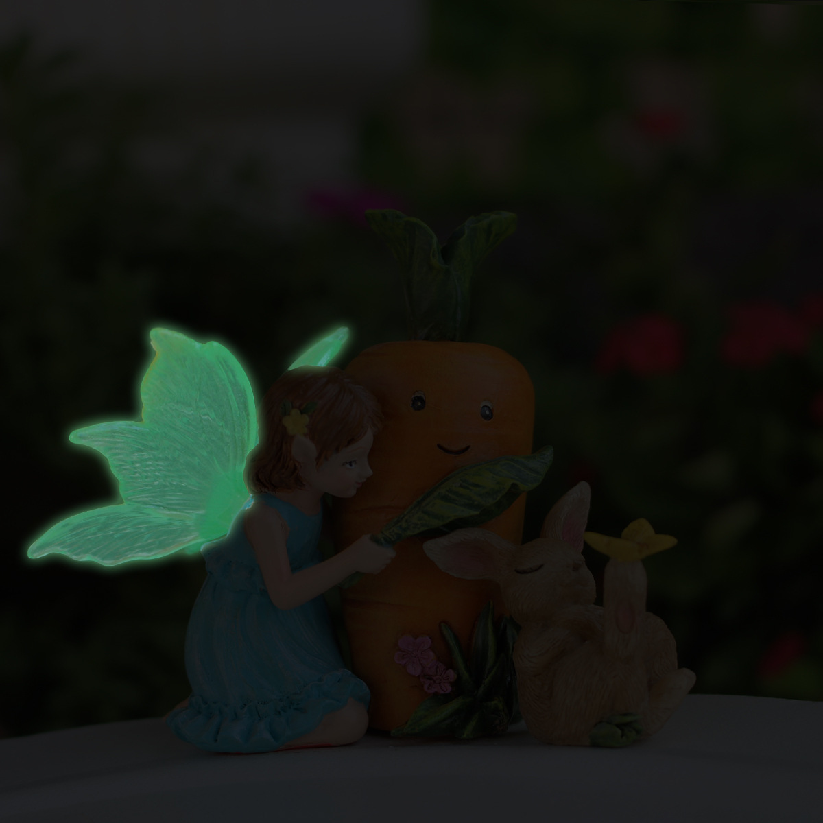  New Radish Flower Fairy Luminous Effect Bonsai Ornaments Animal Garden Lawn Decoration Resin Crafts