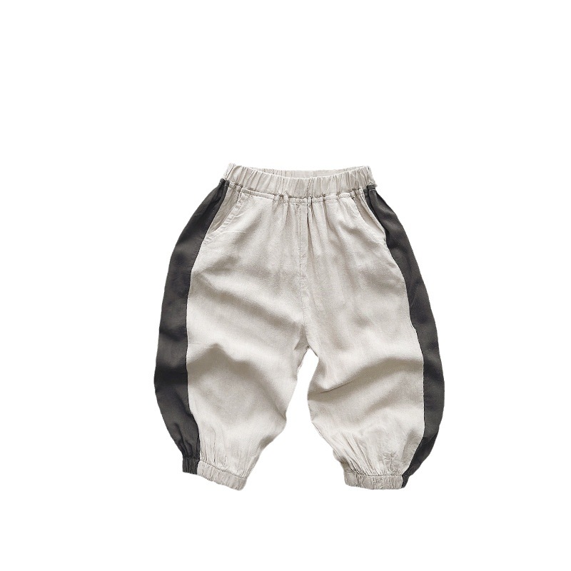 Qing ~ pantalones a prueba de Mosquitos de algodón de lino para niños pantalones delgados para niñas bebé verano estilo coreano pantalones casuales sueltos moda