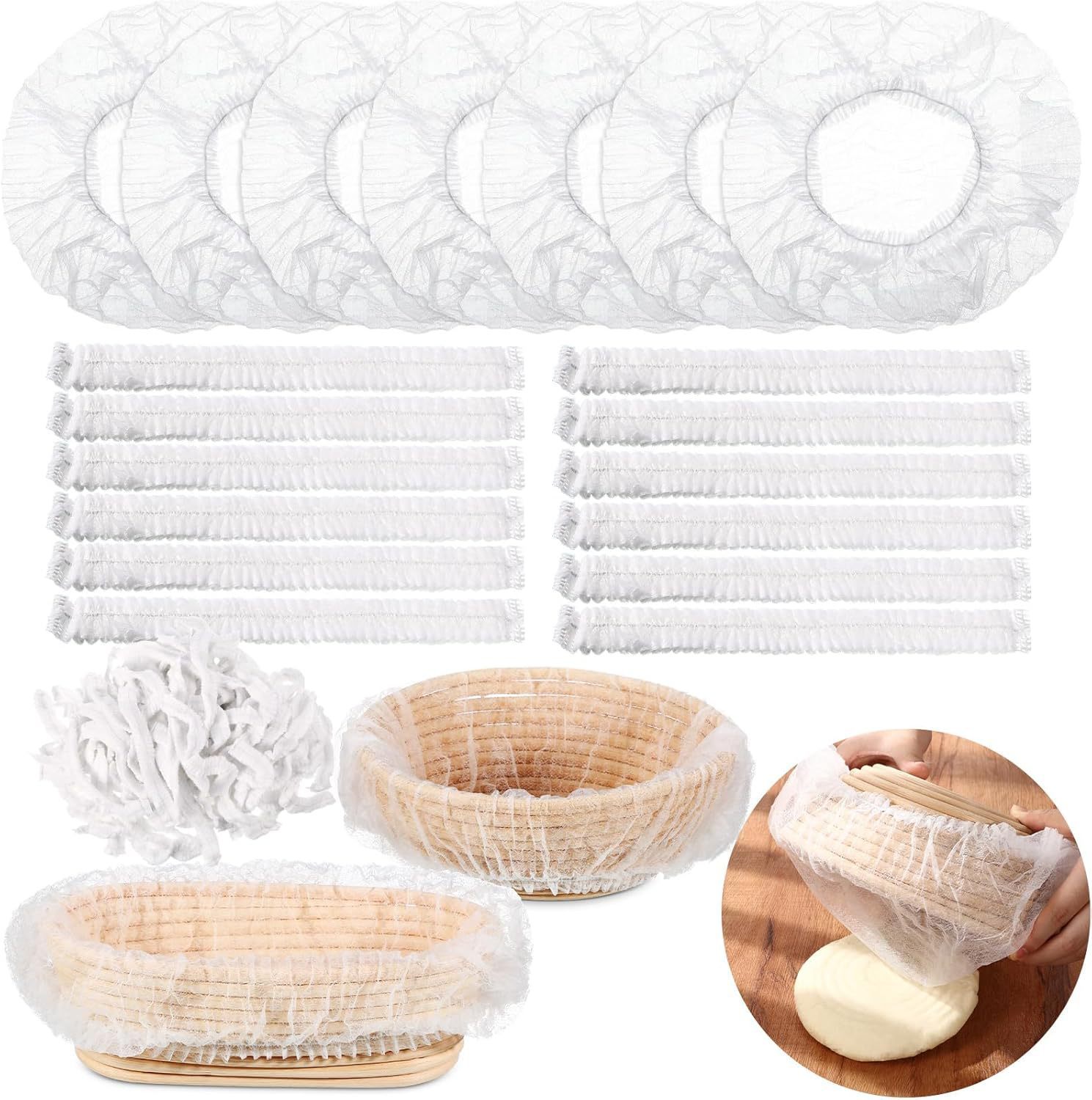 Disposable Non-Woven Fabric Fermentation Basket Cover, Non-Stick Dough European Bread Baking Tool, Rattan Basket Cloth Cover