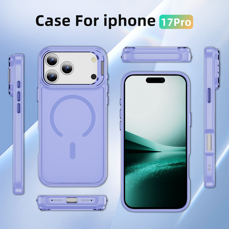 Appleのスマホケースに適しています。軽くて高級感のある肌触り、磁気吸着式の隠しレンズホルダー付きiPhone17pro用スマホケース。|undefined