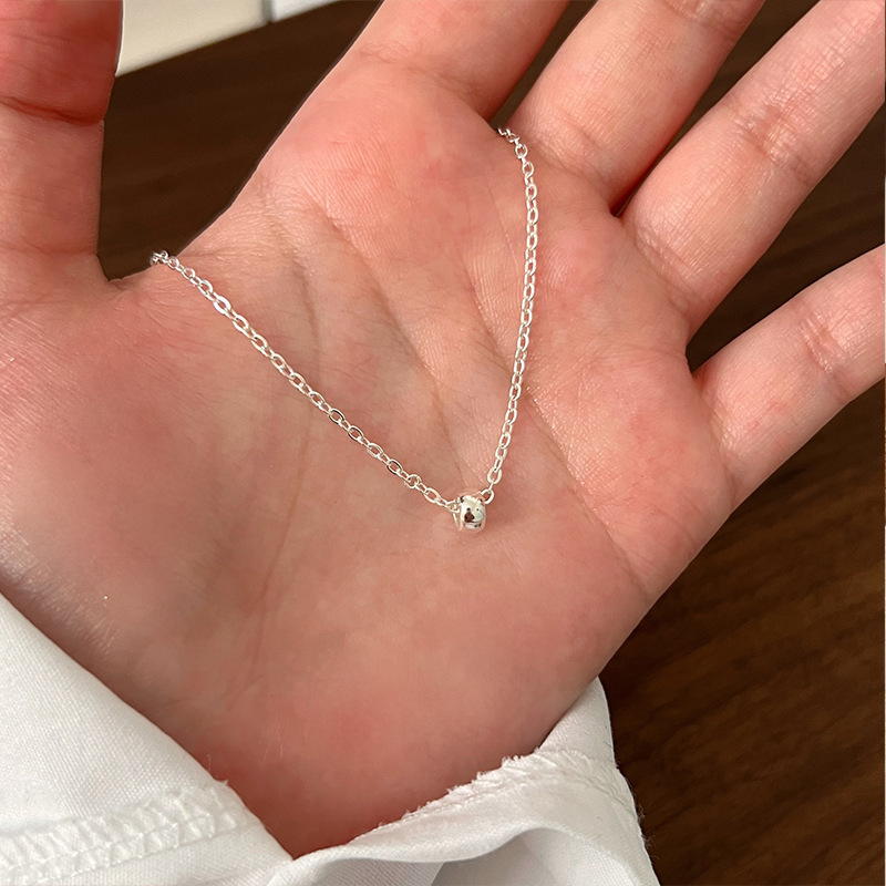 S925 スターリングシルバーリボンウォータードロップジルコンネックレス女性のニッチデザインハイエンド韓国インライト高級鎖骨チェーン|undefined