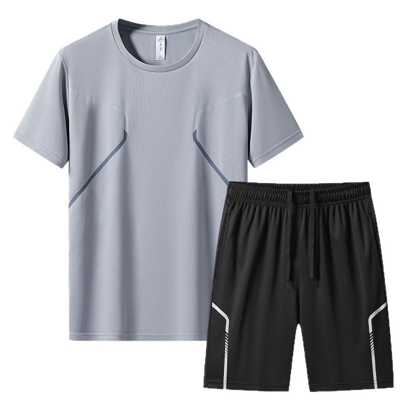 Trajes deportivos de verano para hombres correr mangas cortas ropa seca rápida camiseta de baloncesto ropa de entrenamiento de acondicionamiento físico de comercio exterior dos piezas