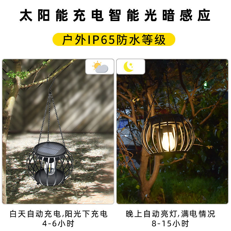 Linterna de calabaza solar lámpara LED lámpara colgante ornamento interior y al aire libre jardín patio lámpara de paisaje solar