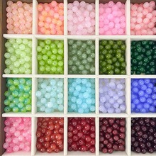 6/8/10mm 仿玉玻璃琉璃圆珠散珠串珠手工diy发簪手链项链耳饰材料