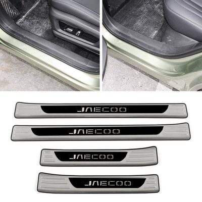 Guard, Tailgate Exploration 06, Dekorativ pedal başlıqları - door-outside-4-pieces-of-outer-door-sill-strips-stainless-steel-silver-titanium-brushed-for-jaecoo-j7