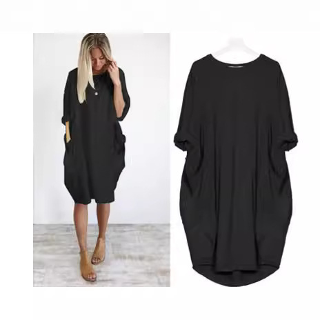 Cross-Border spring and autumn dress AliExpress supply European and American fashion casual long dress large size foreign trade women's clothing