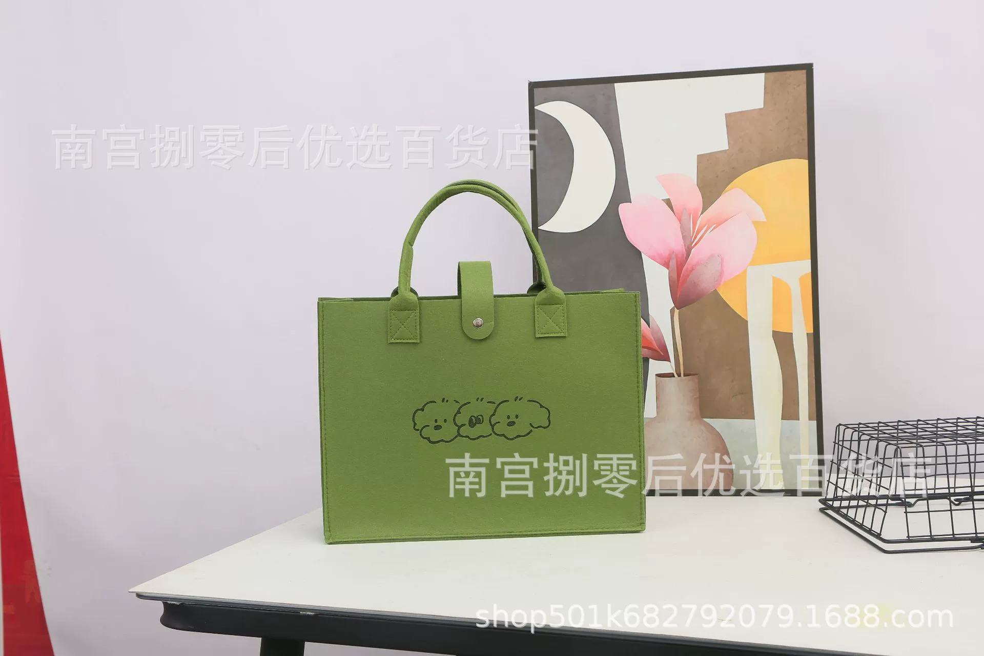 Handheld organizer tote bag, thickened construction, bear motif, sizes 20×15×9–40×30×13 cm