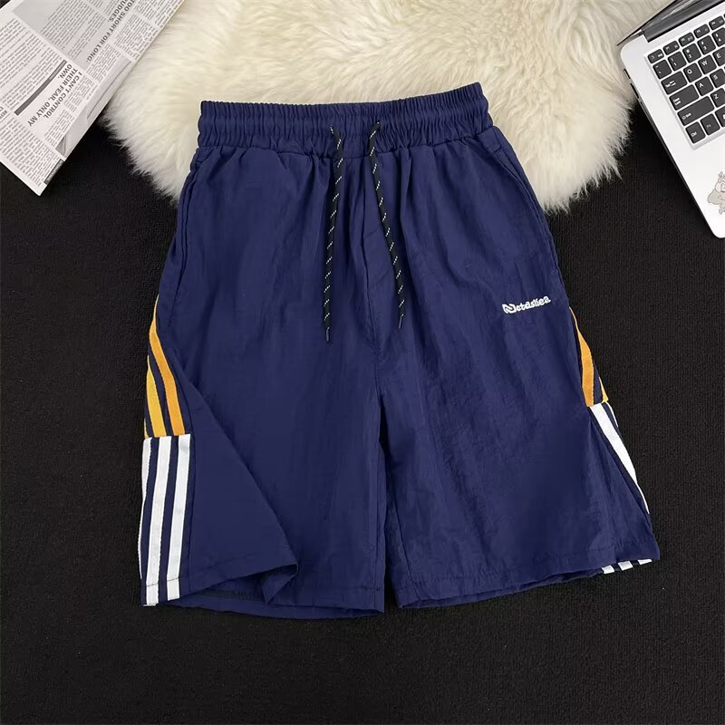Summer Sports Shorts Men's Trendy Three-Stripe Casual Loose Fashion Couple Student Knee-Length Shorts 2025 Model