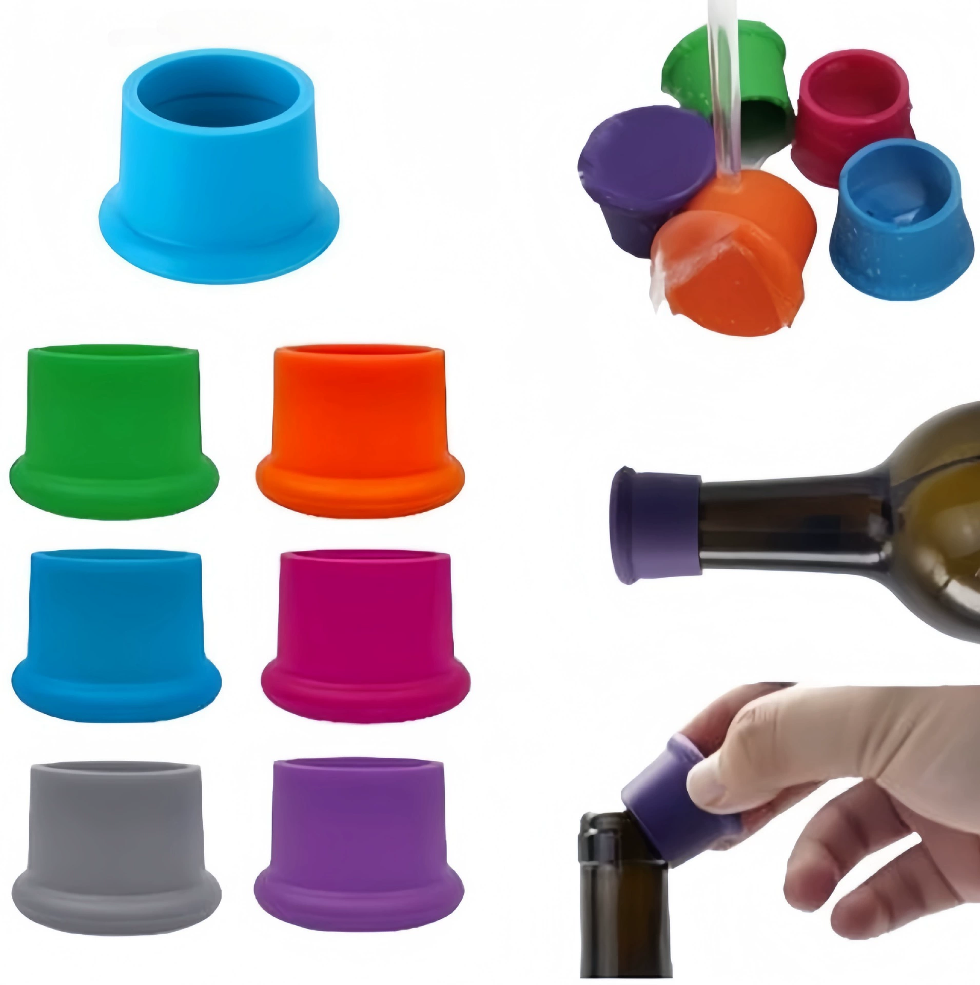 Silicone Bottle Stopper, Food-Grade Round Cap, Wine & Beer Sealer, BPA-free (3.6×2.6×3 cm)