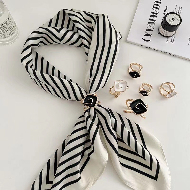 Korean Version New Universal Matching Scarf Clip Fashion Multi-functional Bow Tie Large Square Scarf Coat Belt Clip Accessory