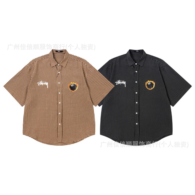 Black Eight New Original Label Unisex Flame Stu 25 Classic Stu Turn-Down Collar Short Sleeve Shirt Summer Printed Cotton Black Eight New Original Label Unisex Flame Stu 25 Classic Stu Turn-Down Collar Short Sleeve Shirt Summer Printed Cotton
