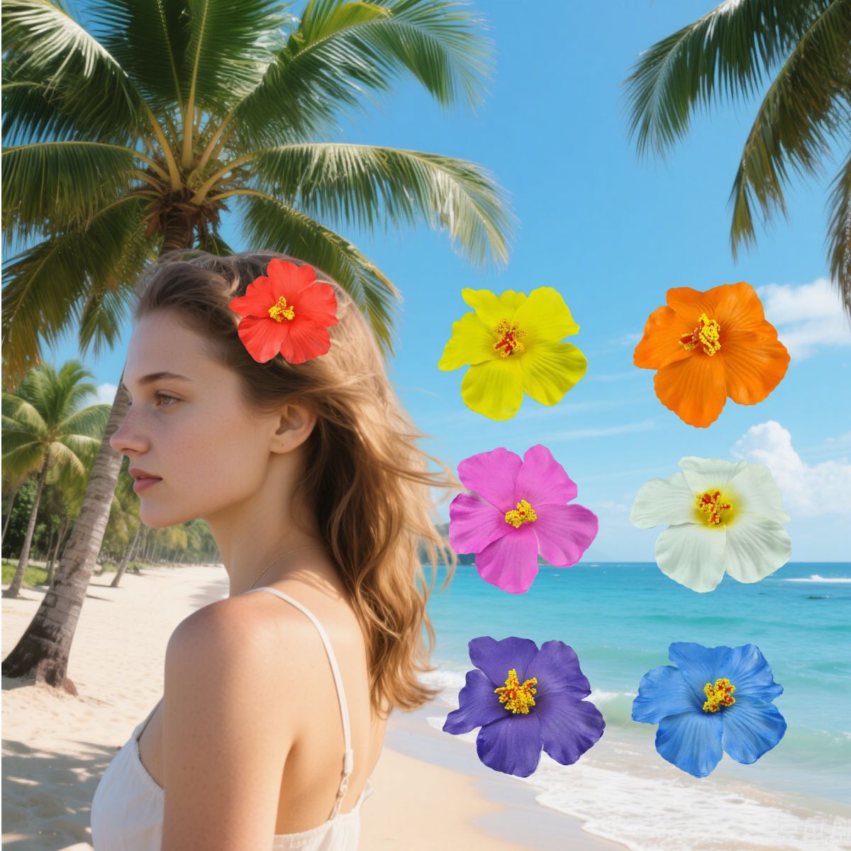 Cross-Border Popular 9cm Eva Artificial Hibiscus Flower Hairpin Seaside Travel Vacation Photo DIY Creative Flower Headdress