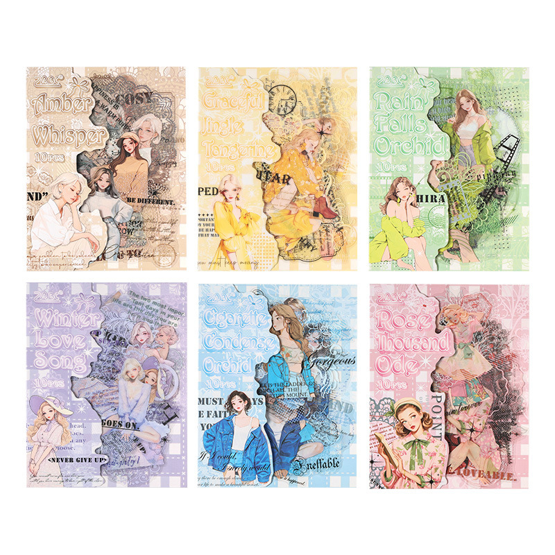 Crepúsculo de la mañana transparente impermeable pet paisajismo pegatinas diy diario pegatinas personajes transfronterizos pegatinas de encaje chica