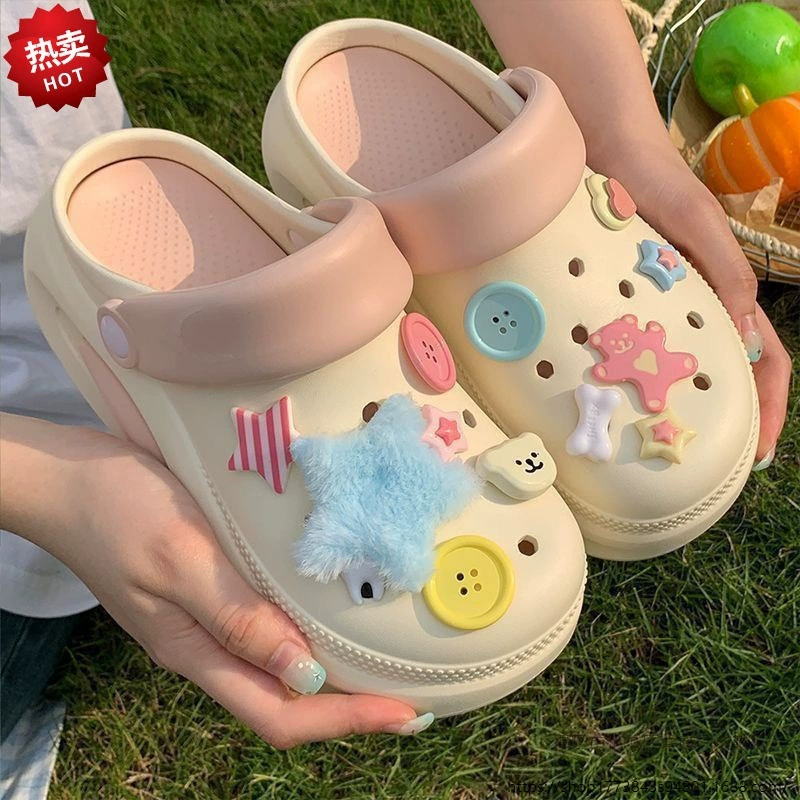 Ступать на дерьмо обувь для женщин летом носить 2024 новый крытый дом толстая подошва, чтобы увеличить холод