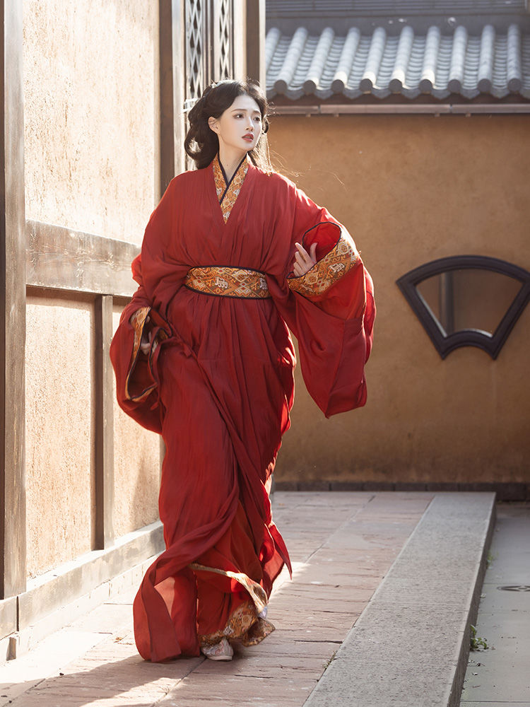 女士汉服战国袍直裾大放量拖尾2024年春秋复原款日常汉服女-阿里巴巴