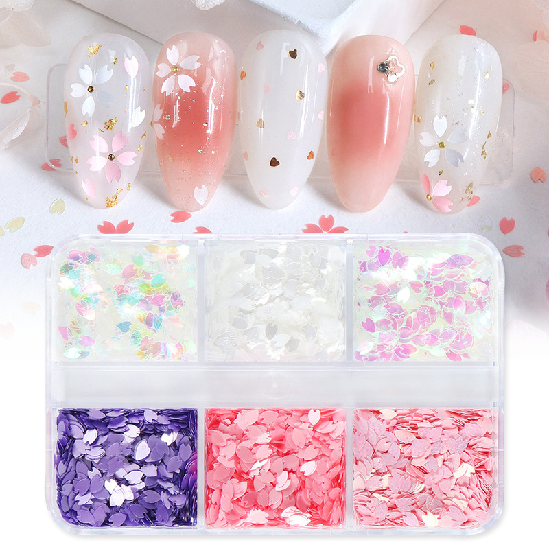 6-Pack White Cherry Blossom Petal Sequins Japanese-Style Nail Art Stickers Accessories Colorful Iridescent Nail Decorations 6-Pack White Cherry Blossom Petal Sequins Japanese-Style Nail Art Stickers Accessories Colorful Iridescent Nail Decorations