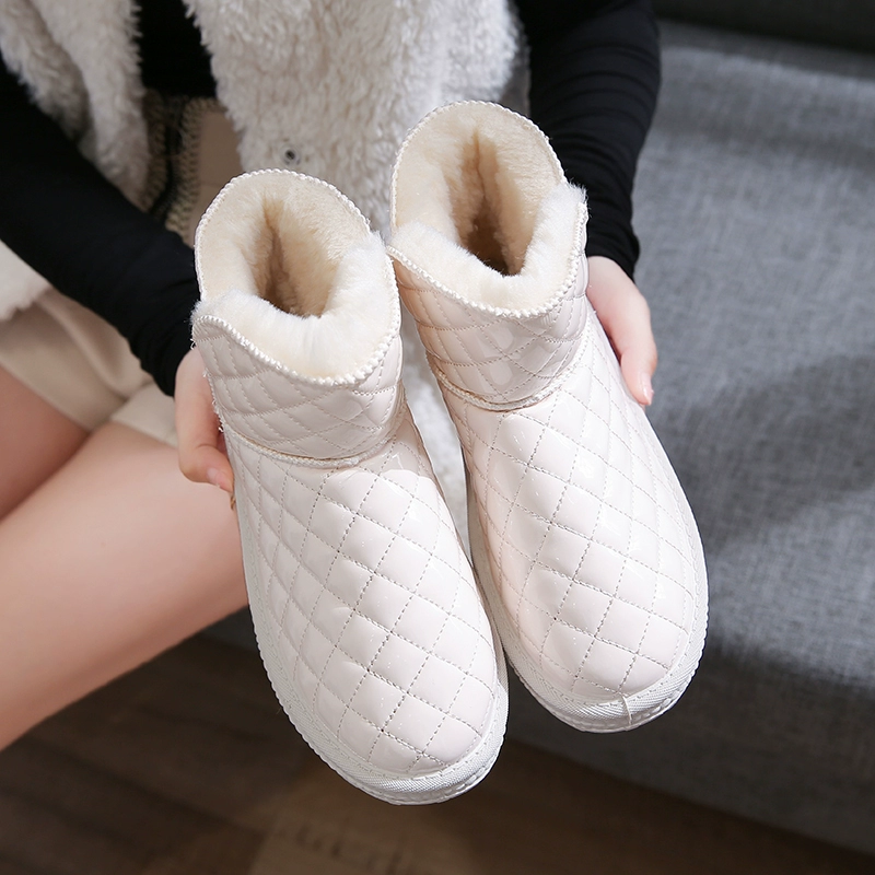 Теплые снежные сапоги женский 2024 новый кожаный водонепроницаемый хлопок обувь зимняя женская обувь бархат толстые короткие сапоги