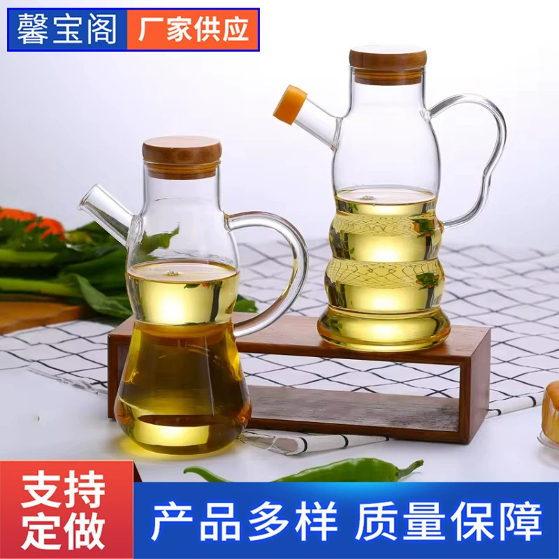 Кухонная измерительная стеклянная банка для масла Langhao, сосуд из высокоглазированного боросиликатного стекла, бутылка для масла и уксуса с плотно закрывающей крышкой, бутылка для соевого соуса